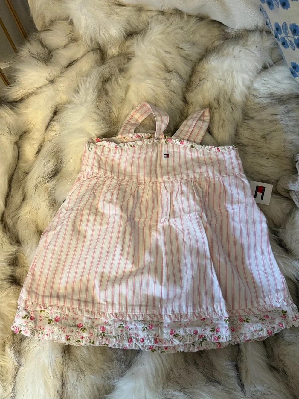 NWT Tommy Hilfiger Pink and White Striped Baby Dress with Bloomers